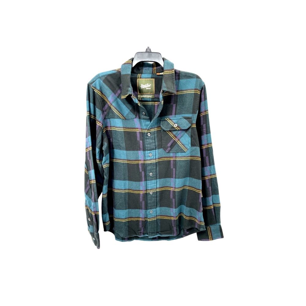 Howler Brothers Men’s Harker’s Flannel Shirt Backdrop Plaid Phantom Blue Size M